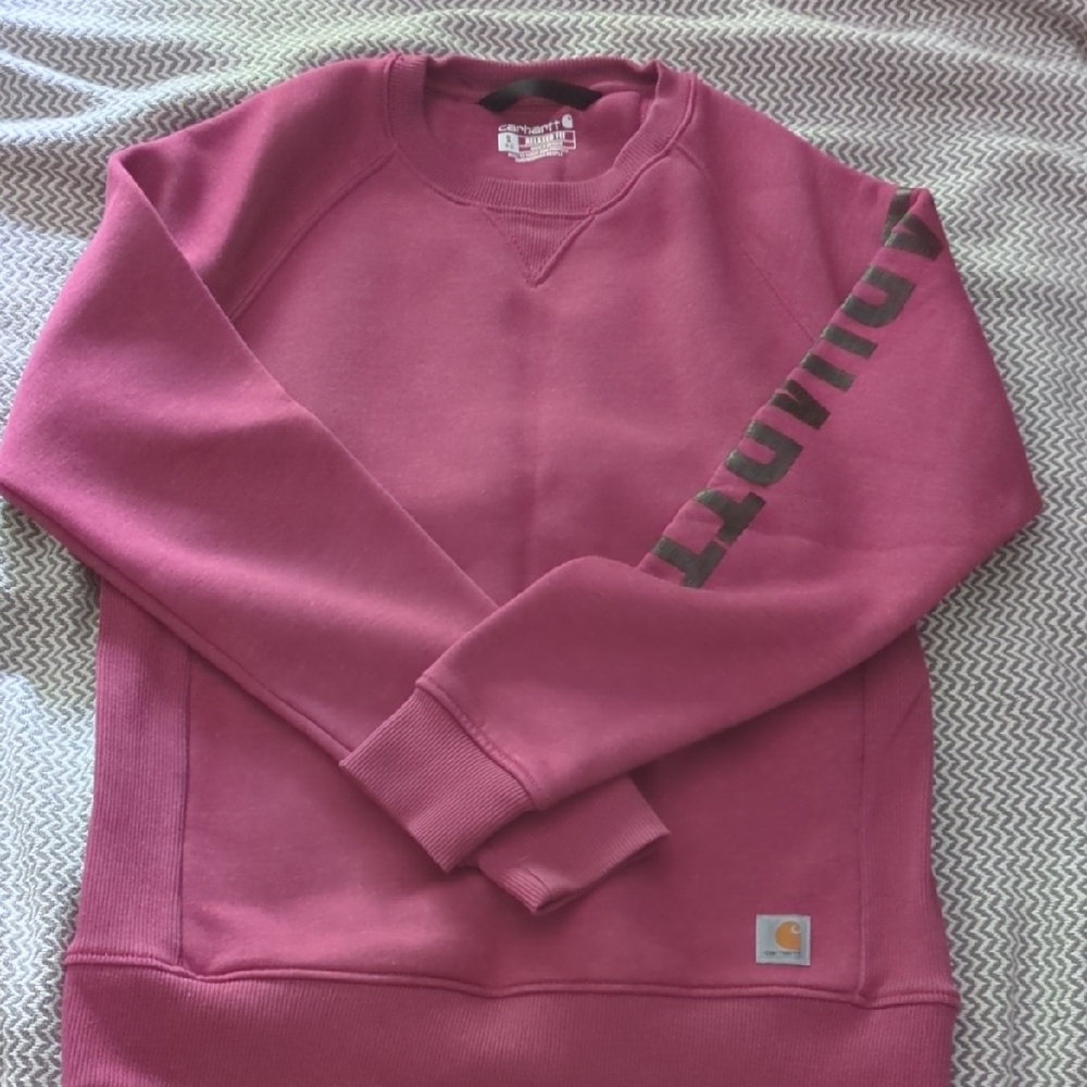 Carhartt Pink Crewneck Sweater with Ribbed Details